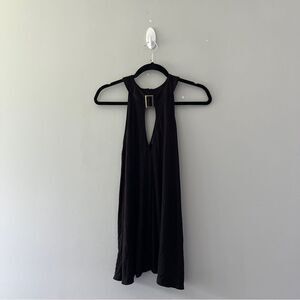 NEW Daytrip - Buckle Sleeveless Blouse Black Ribbed Knit Size Large